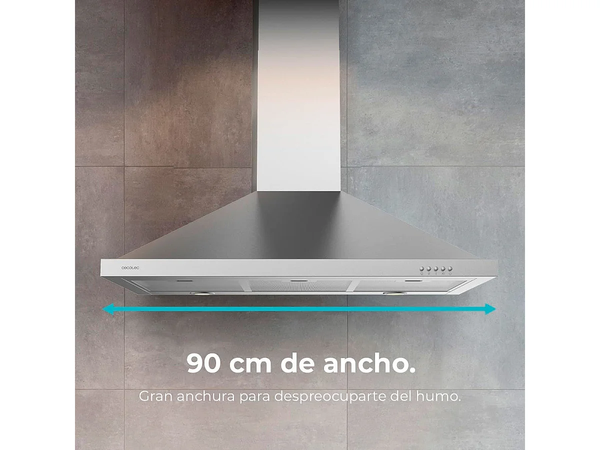 Campana piramidal Cecotec Bolero Flux PM 906500 Inox A 165W inox 90 cm