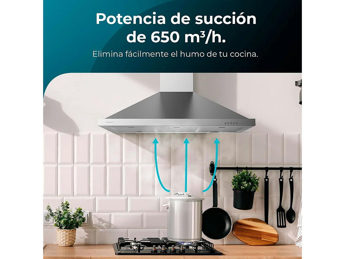 Campana piramidal Cecotec Bolero Flux PM 906500 Inox A 165W inox 90 cm