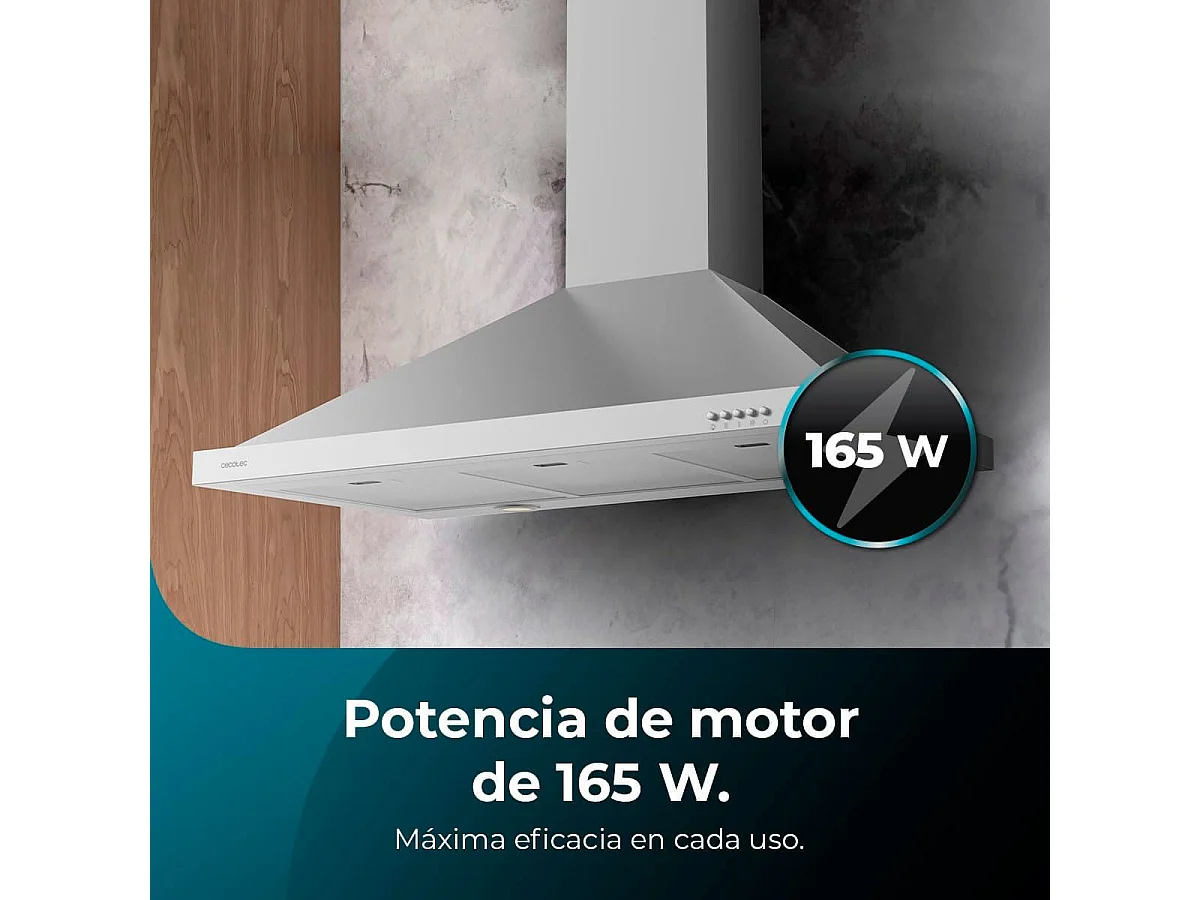 Campana piramidal Cecotec Bolero Flux PM 906500 Inox A 165W inox 90 cm