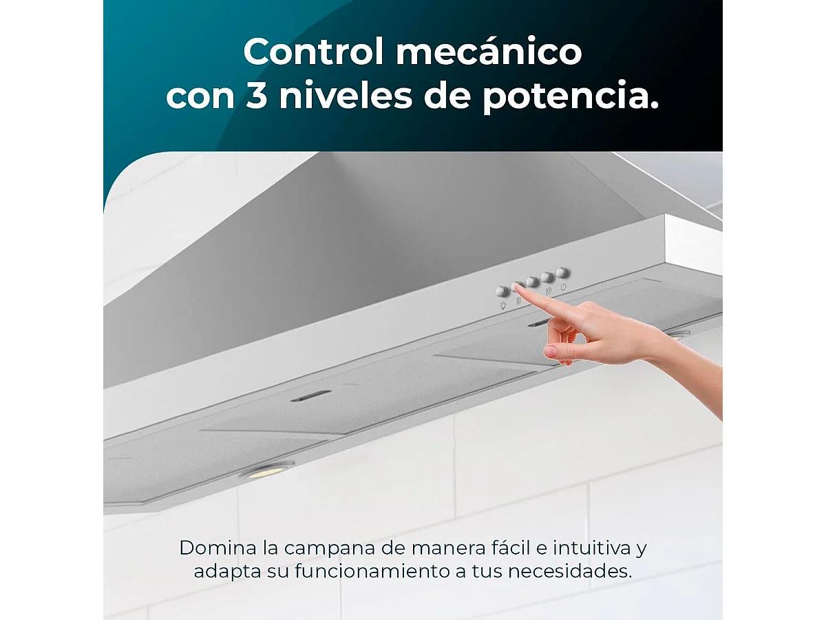 Campana piramidal Cecotec Bolero Flux PM 906500 Inox A 165W inox 90 cm
