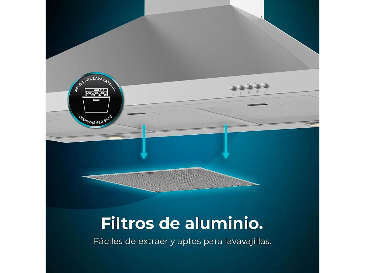 Campana piramidal Cecotec Bolero Flux PM 906500 Inox A 165W inox 90 cm