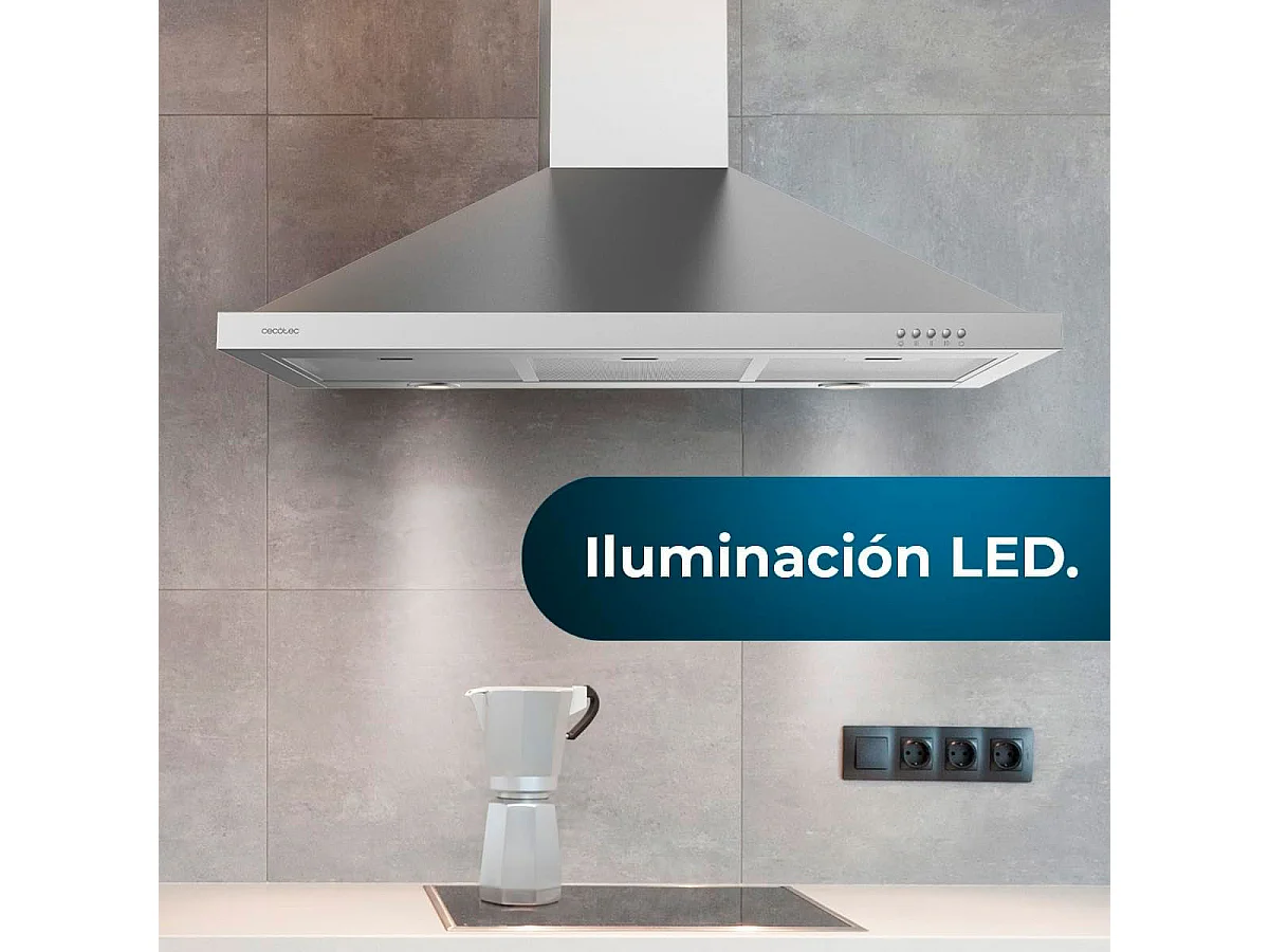 Campana piramidal Cecotec Bolero Flux PM 906500 Inox A 165W inox 90 cm