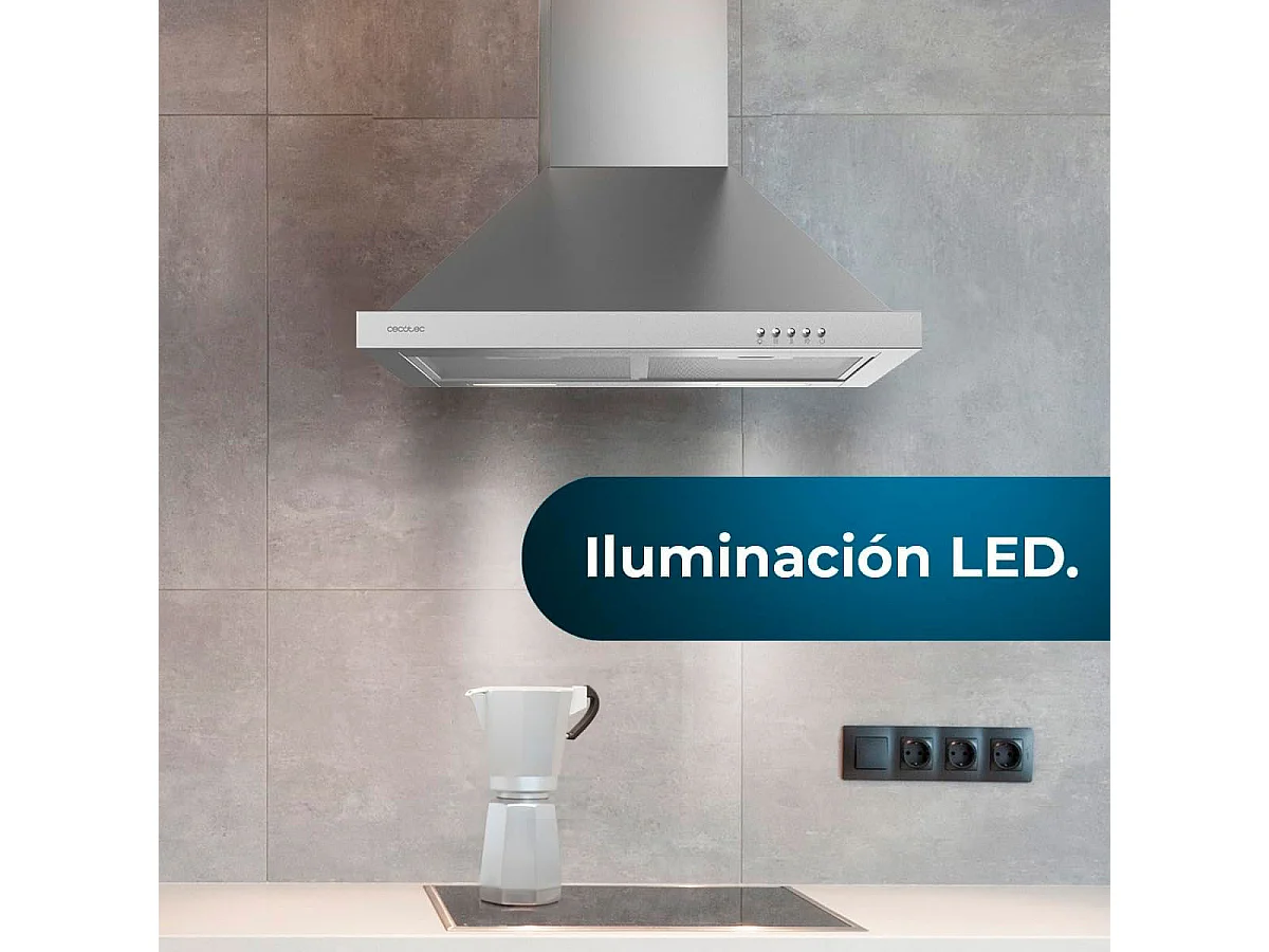 Campana piramidal Cecotec Bolero Flux PM 606500 Inox A 165W inox 60 cm