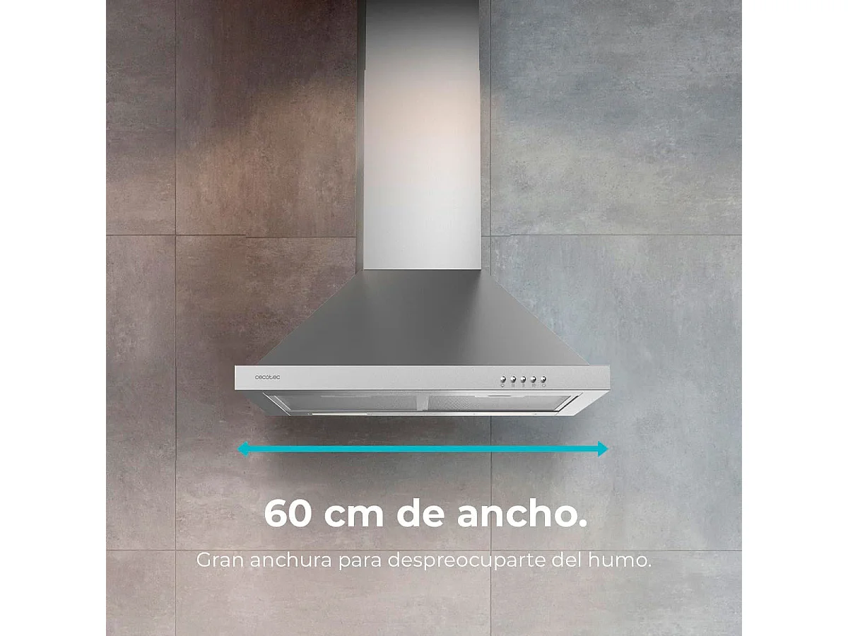 Campana piramidal Cecotec Bolero Flux PM 606500 Inox A 165W inox 60 cm