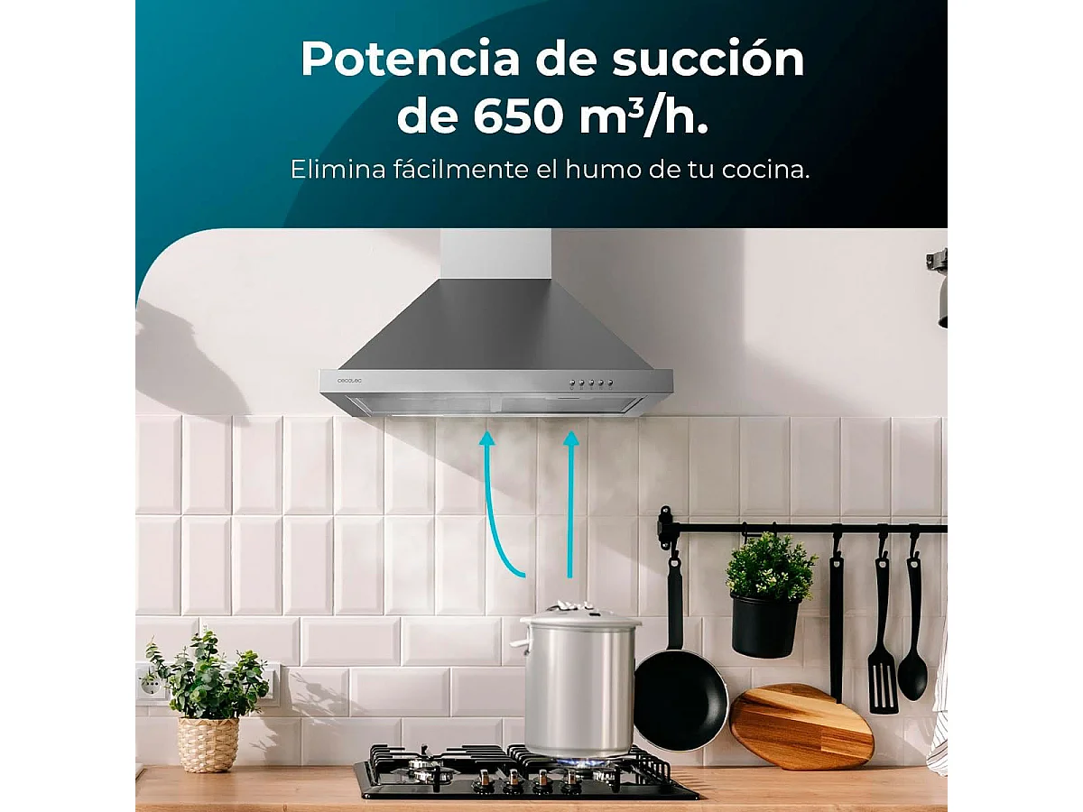 Campana piramidal Cecotec Bolero Flux PM 606500 Inox A 165W inox 60 cm