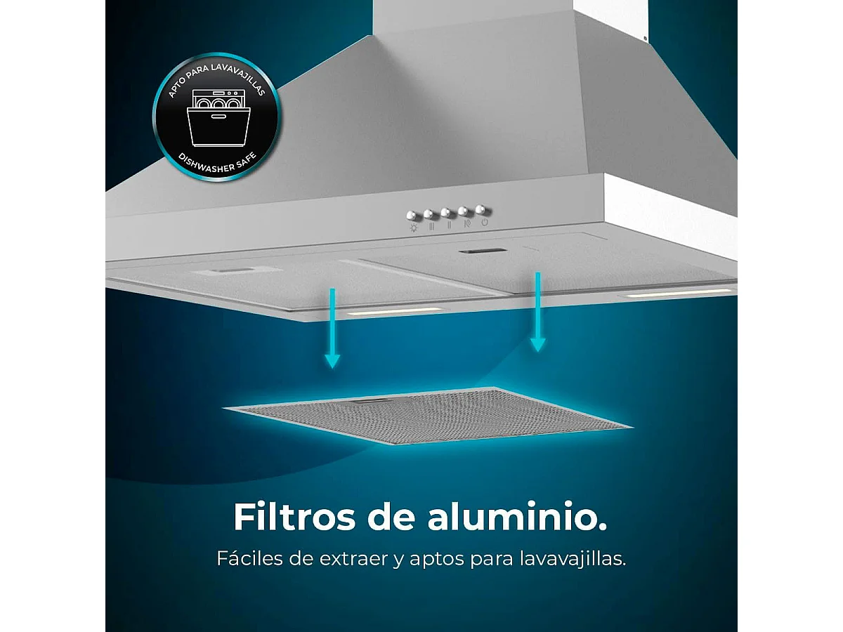 Campana piramidal Cecotec Bolero Flux PM 606500 Inox A 165W inox 60 cm