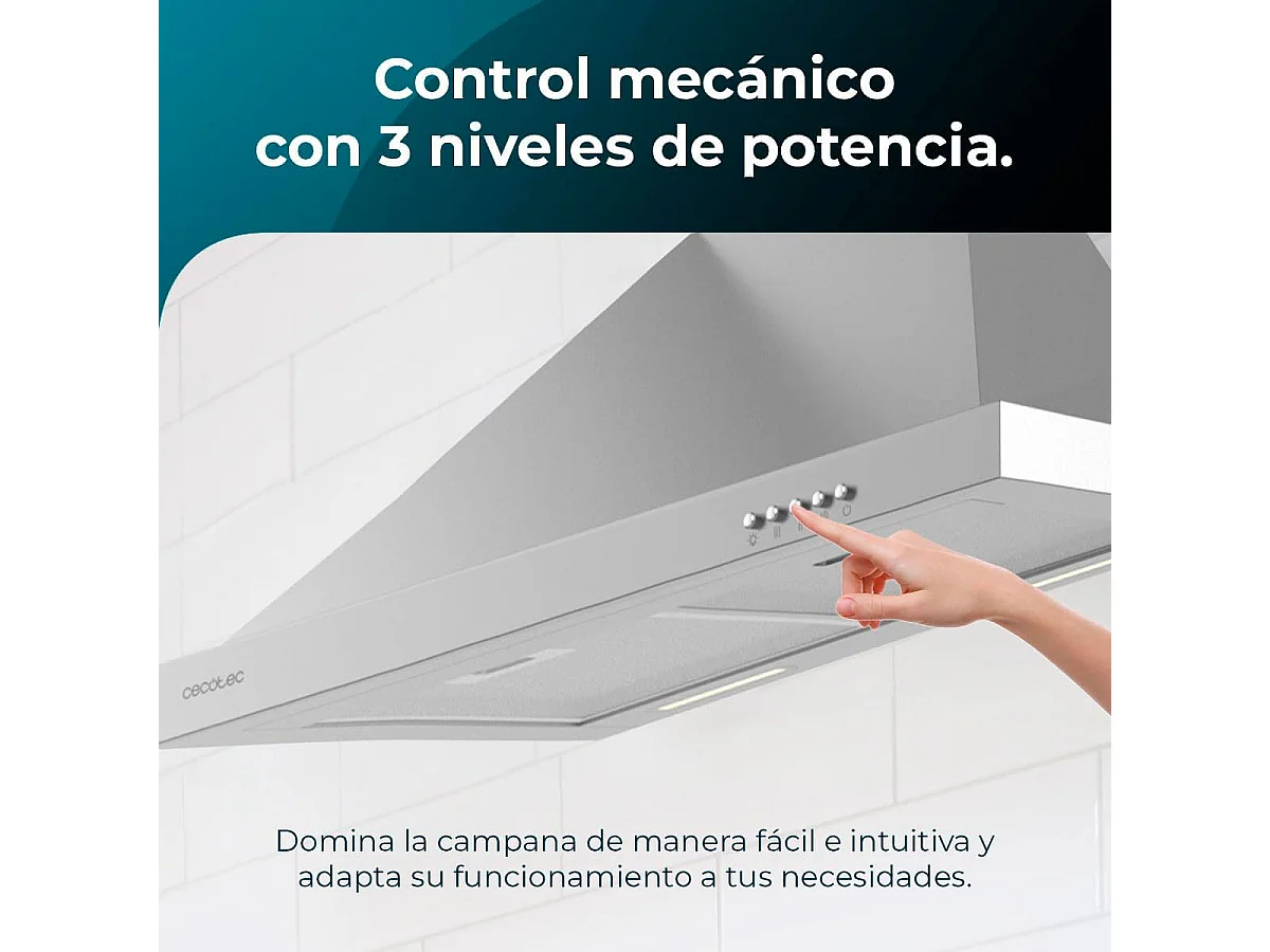 Campana piramidal Cecotec Bolero Flux PM 606500 Inox A 165W inox 60 cm