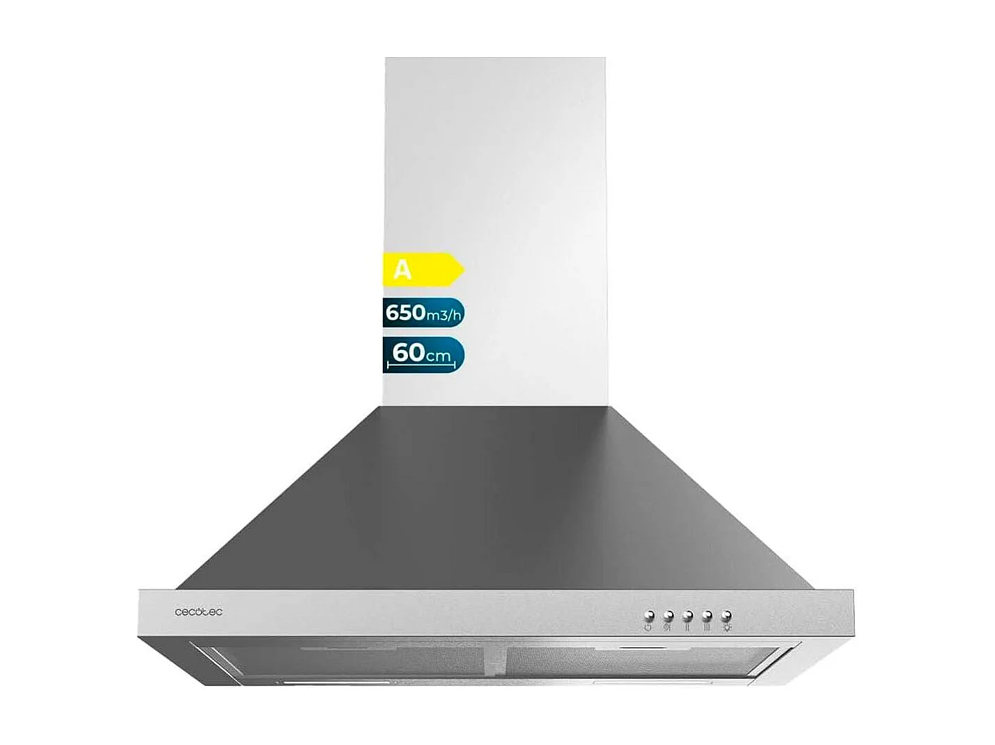 Campana piramidal Cecotec Bolero Flux PM 606500 Inox A 165W inox 60 cm