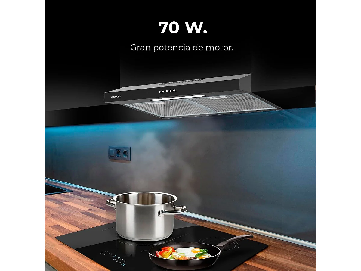 Campana extractora Cecotec Bolero Flux CM 602200 70W 220m³/h negro B 60 cm