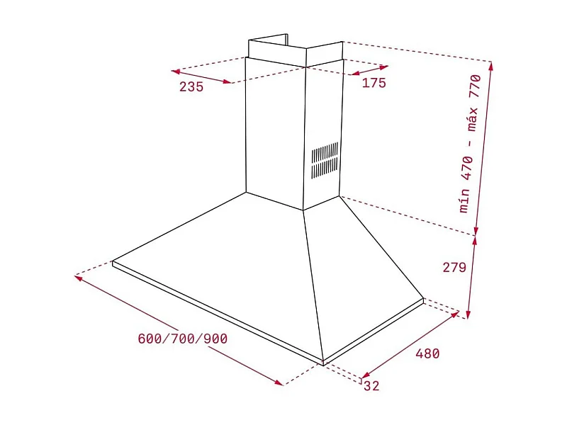 Campana piramidal Teka DBB 70 115W 475 m³/h D acero inox 70 cm
