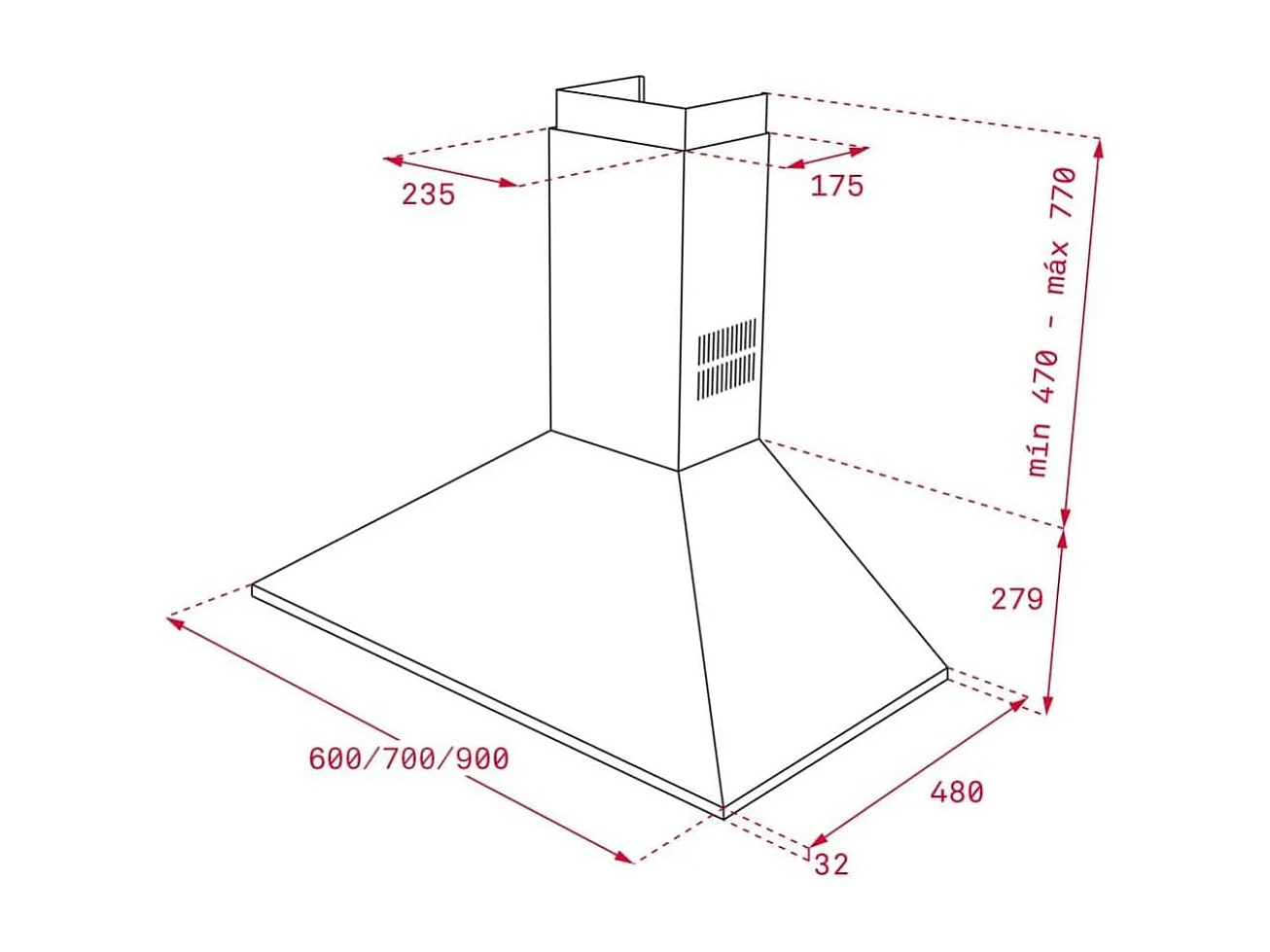 Campana piramidal Teka DBB 70 115W 475 m³/h D acero inox 70 cm