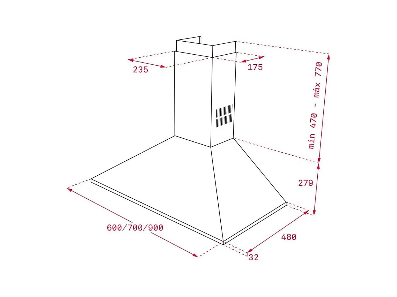 Campana piramidal Teka DBB 70 115W 475 m³/h D acero inox 70 cm