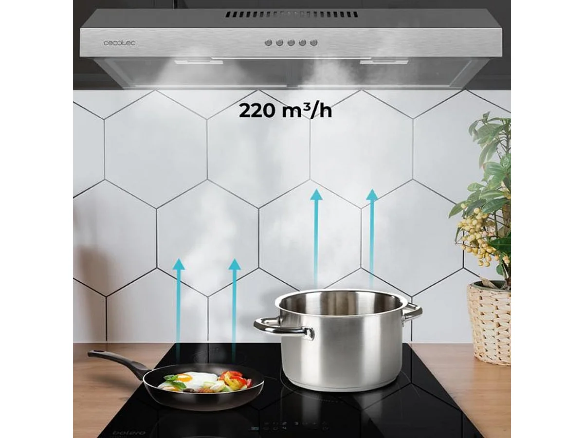 Campana extractora Cecotec Bolero Flux CM 6022200 70W 220m³/h inox B 60 cm
