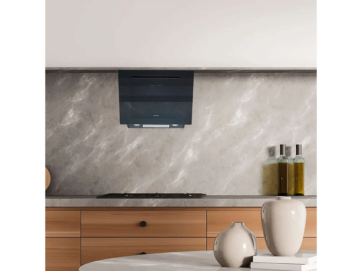 Campana decorativa Infiniton CMPTRAL-N68 145W 720m3/h táctil acabado cristal A+ negro 60 cm