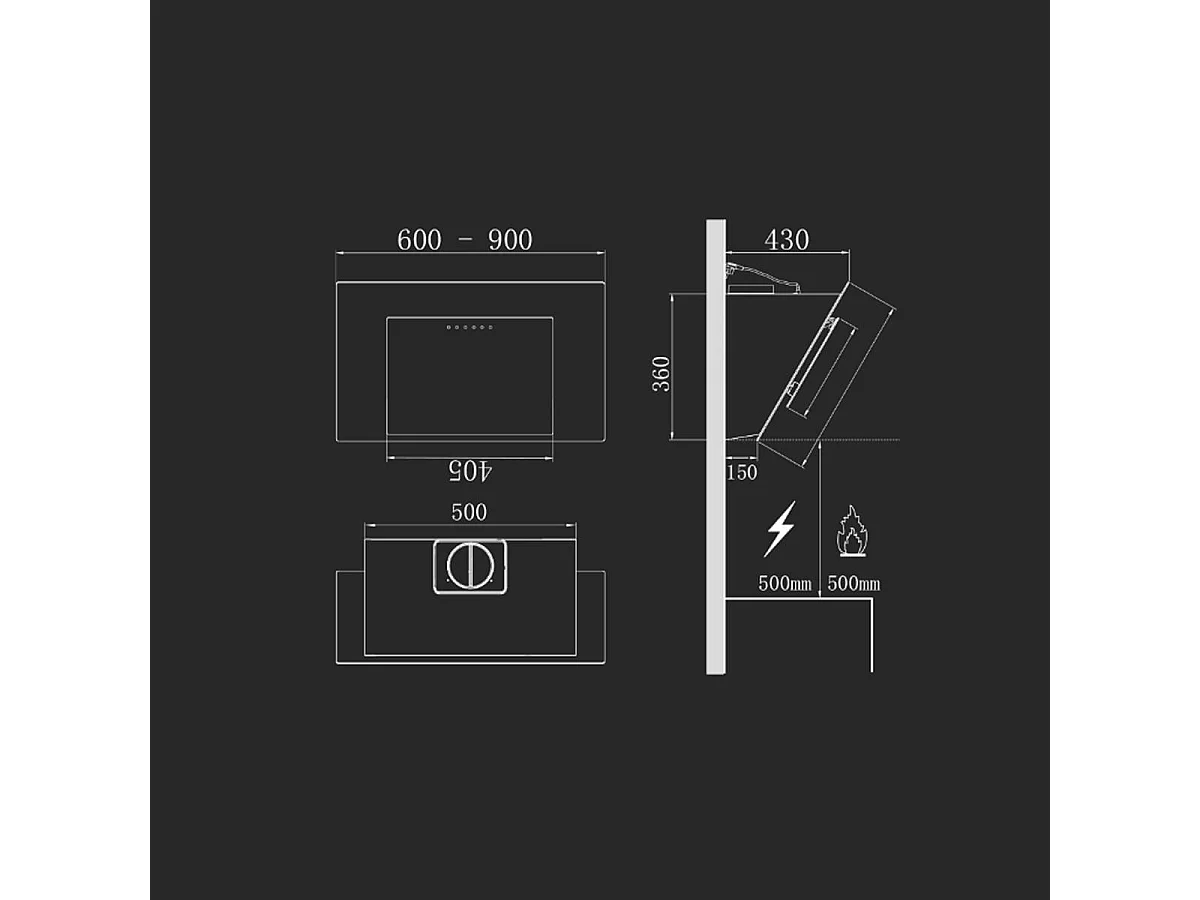 Campana decorativa Infiniton CMPTRAL-N68 145W 720m3/h táctil acabado cristal A+ negro 60 cm