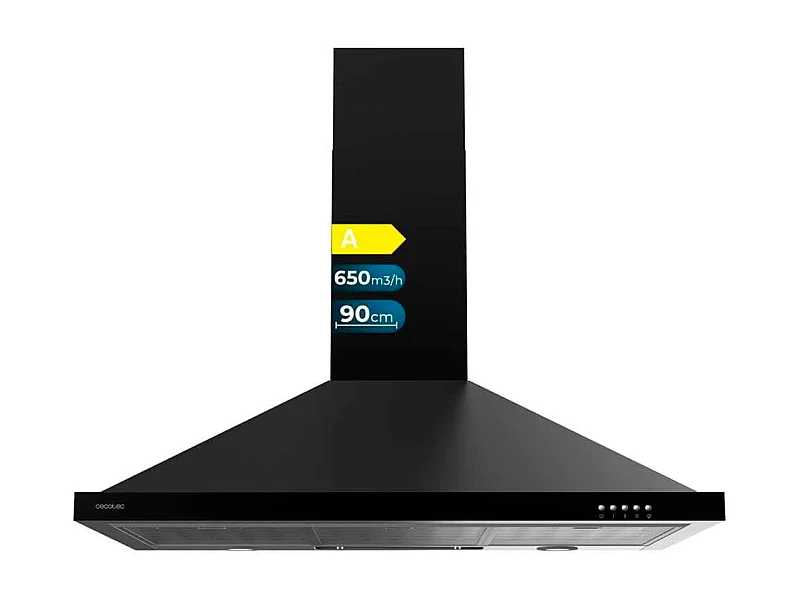 Campana piramidal Cecotec Bolero Flux PM 906500 Black A 165W negro 90 cm