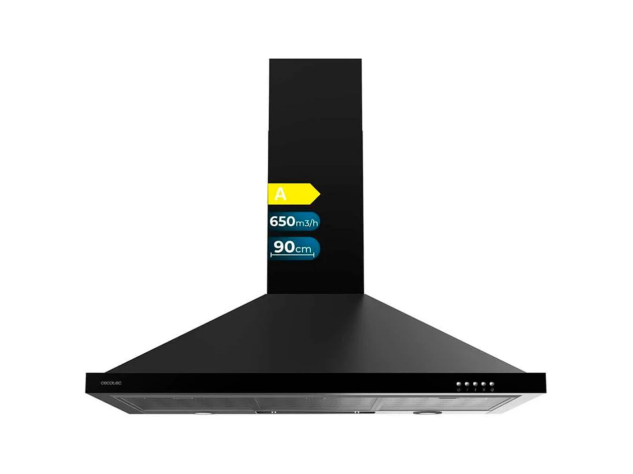 Campana piramidal Cecotec Bolero Flux PM 906500 Black A 165W negro 90 cm