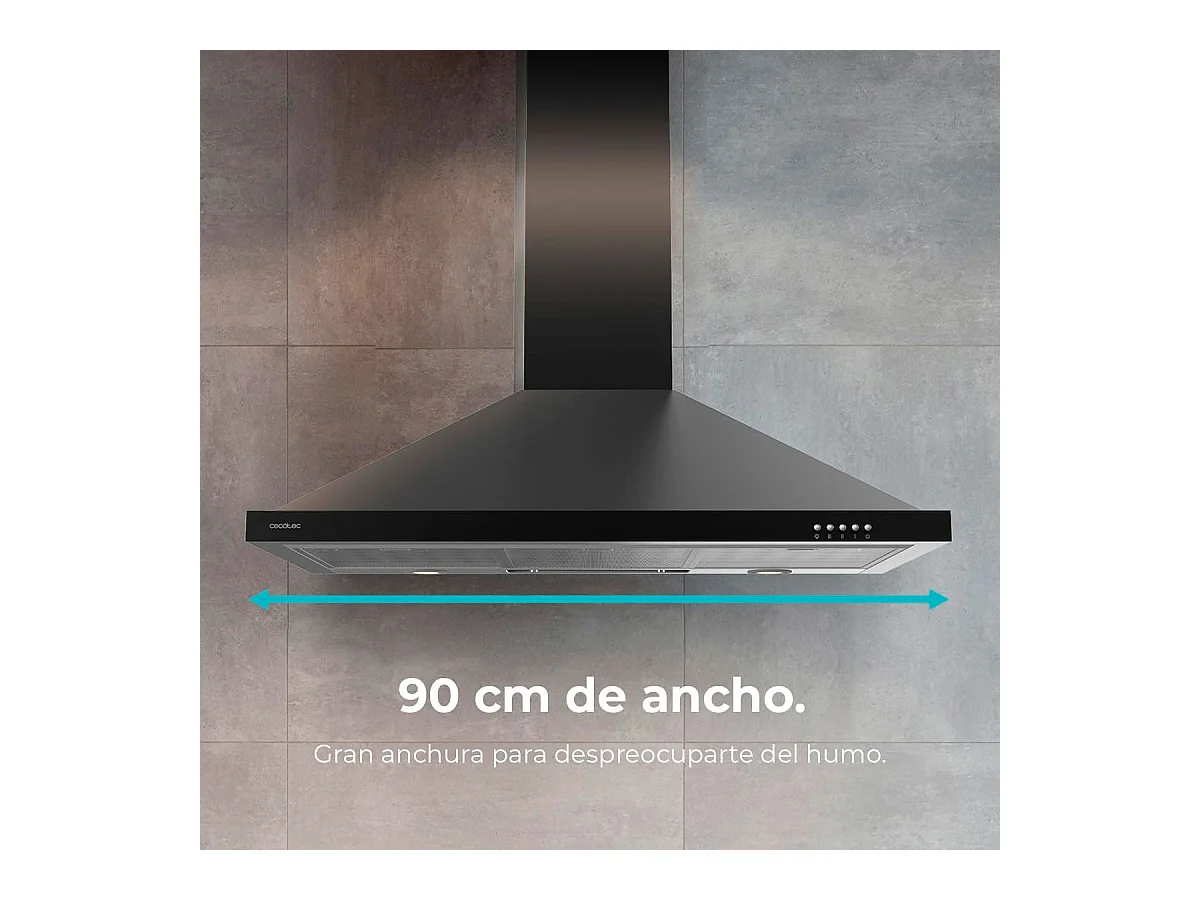 Campana piramidal Cecotec Bolero Flux PM 906500 Black A 165W negro 90 cm