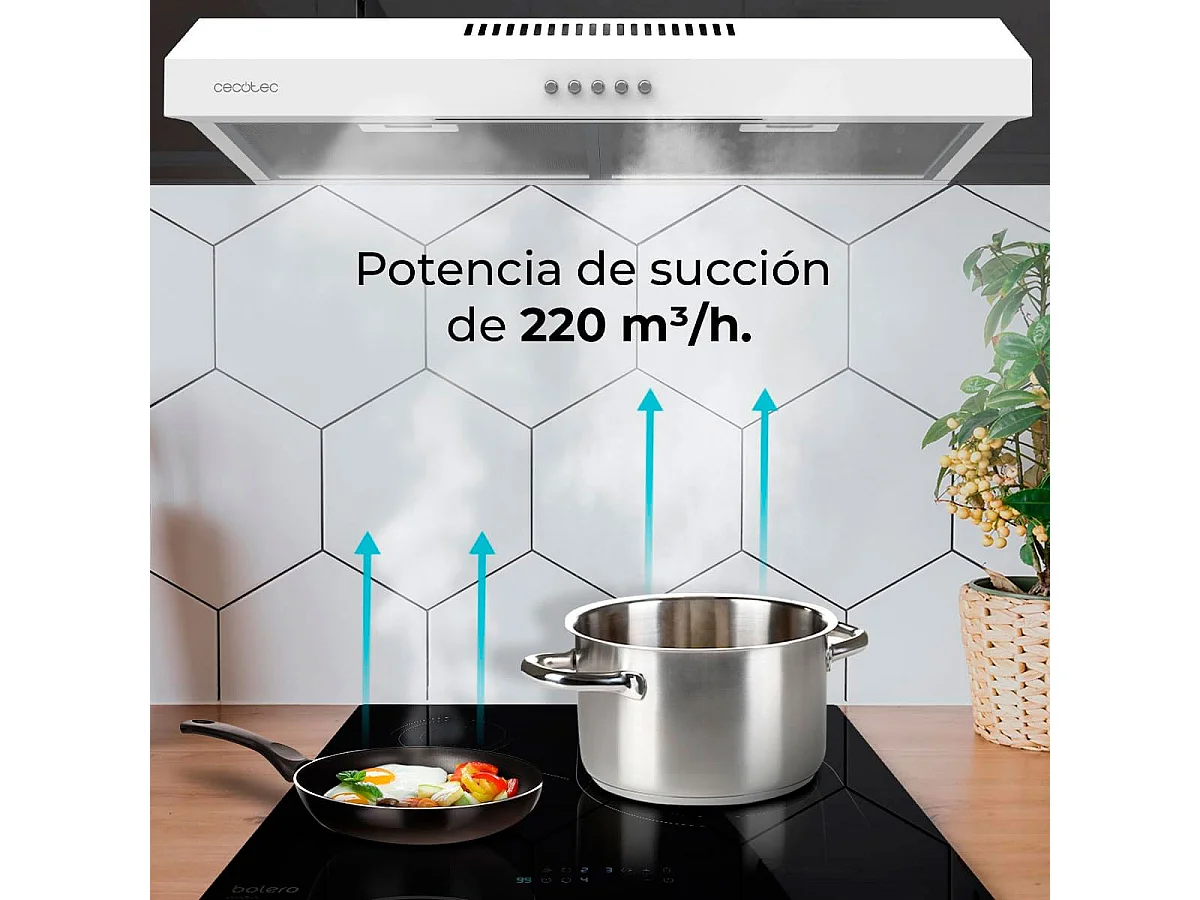 Campana extractora Cecotec Bolero Flux CM 602200 70W 220m³/h blanco B 60 cm