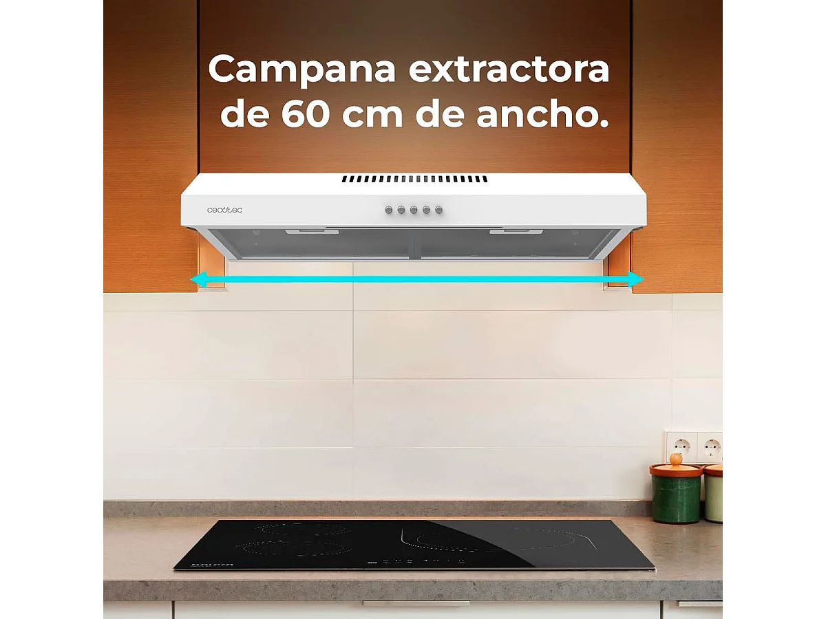 Campana extractora Cecotec Bolero Flux CM 602200 70W 220m³/h blanco B 60 cm