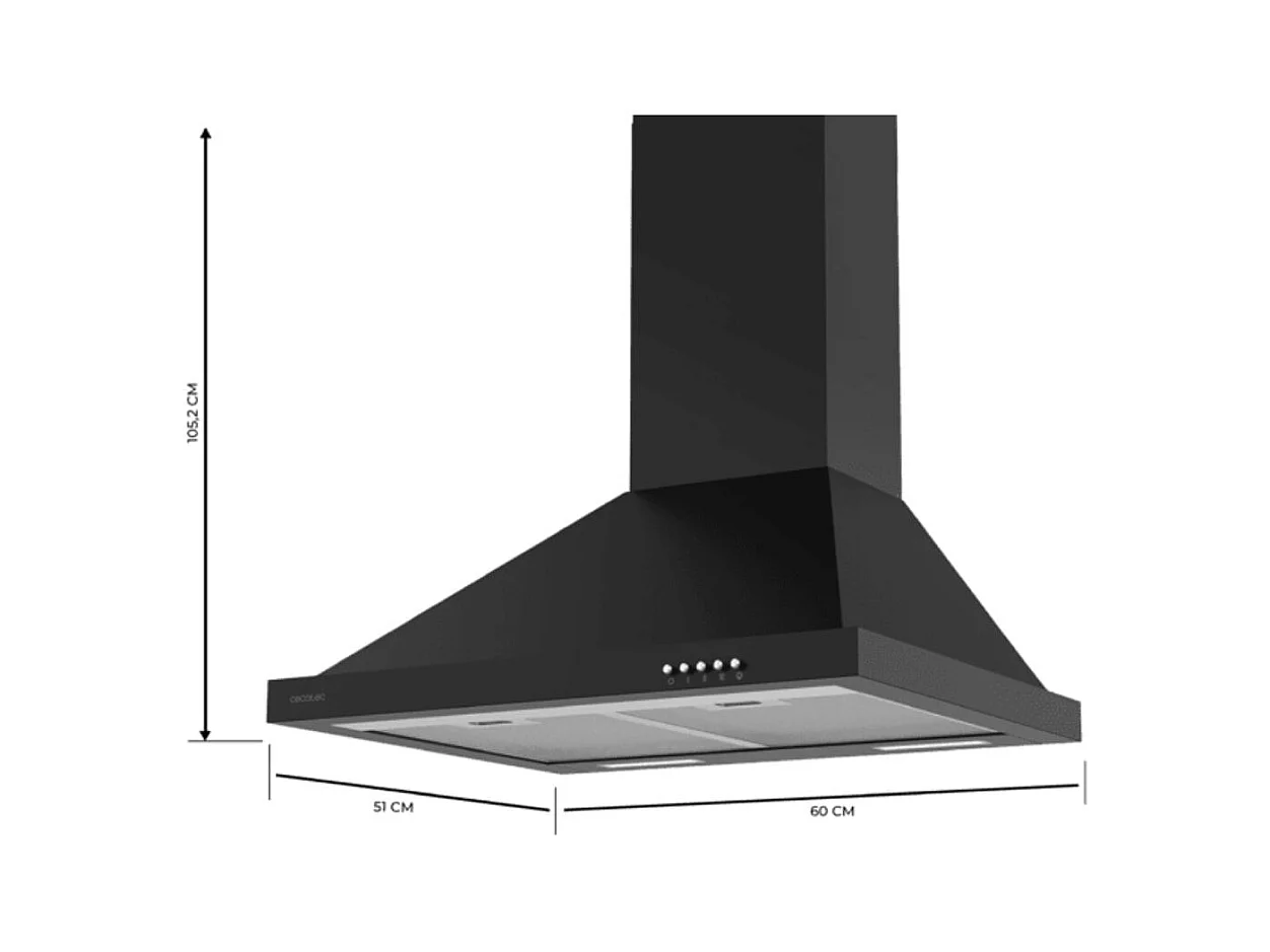 Campana piramidal Cecotec Bolero Flux PM 606500 165W 650 m³/h A negro