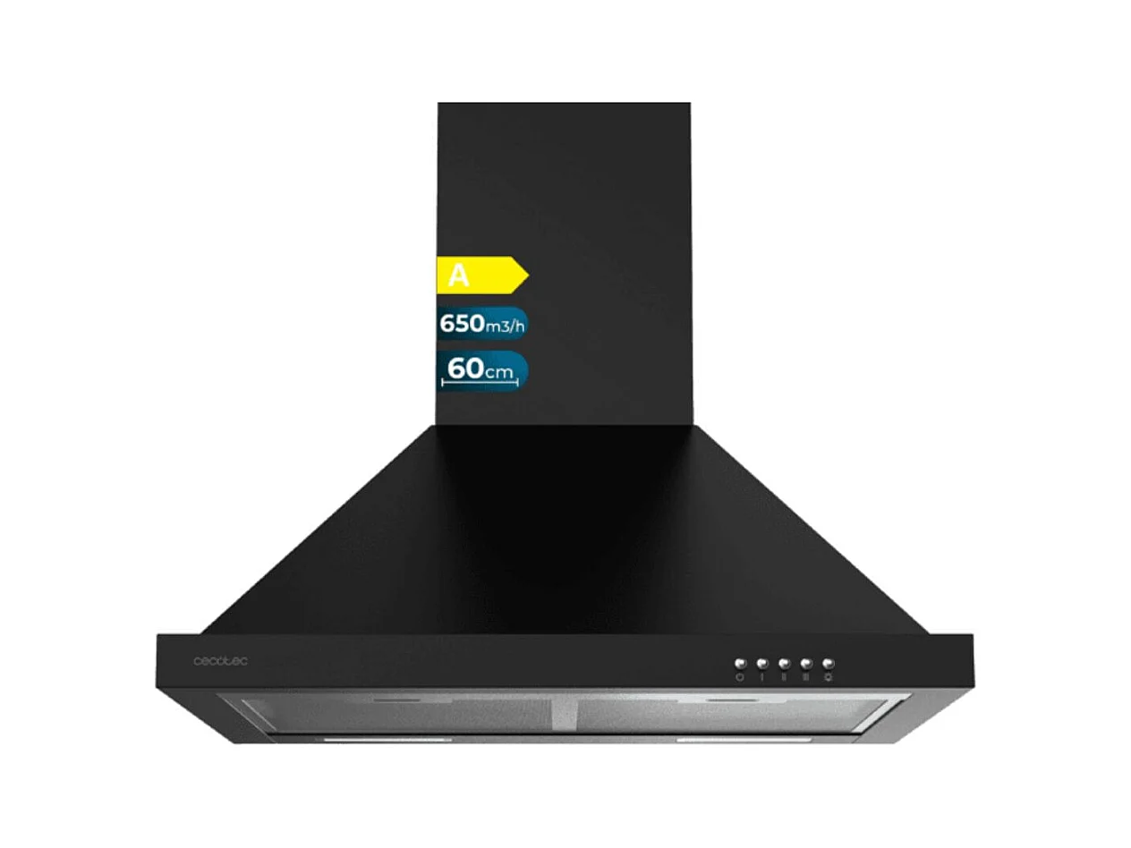 Campana piramidal Cecotec Bolero Flux PM 606500 165W 650 m³/h A negro