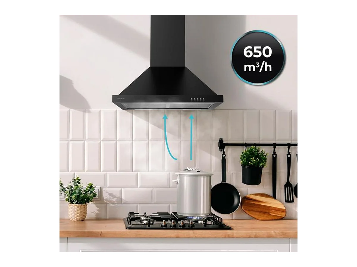 Campana piramidal Cecotec Bolero Flux PM 606500 165W 650 m³/h A negro
