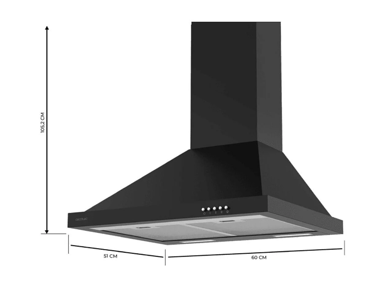 Campana piramidal Cecotec Bolero Flux PM 606500 165W 650 m³/h A negro