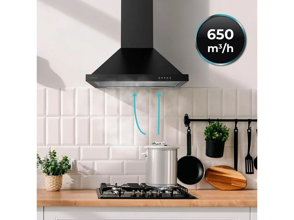 Campana piramidal Cecotec Bolero Flux PM 606500 165W 650 m³/h A negro
