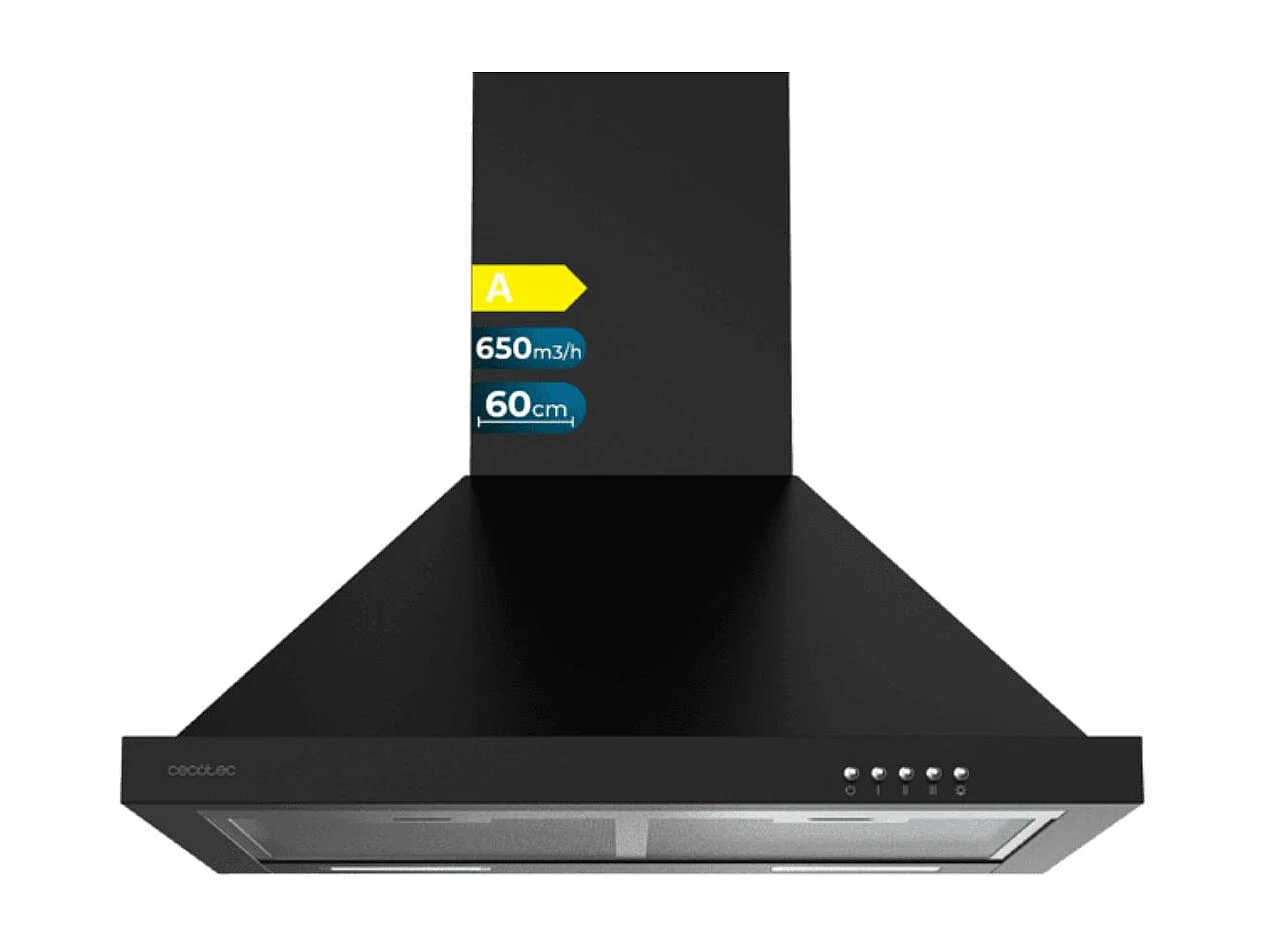 Campana piramidal Cecotec Bolero Flux PM 606500 165W 650 m³/h A negro