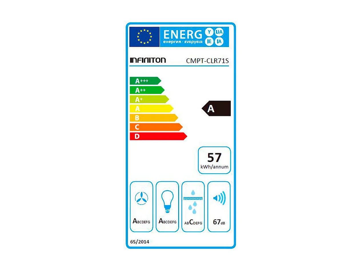 Campana tipo T Infiniton CMPT-CLR71S 605W 800m3/h mando a distancia inox 70 cm