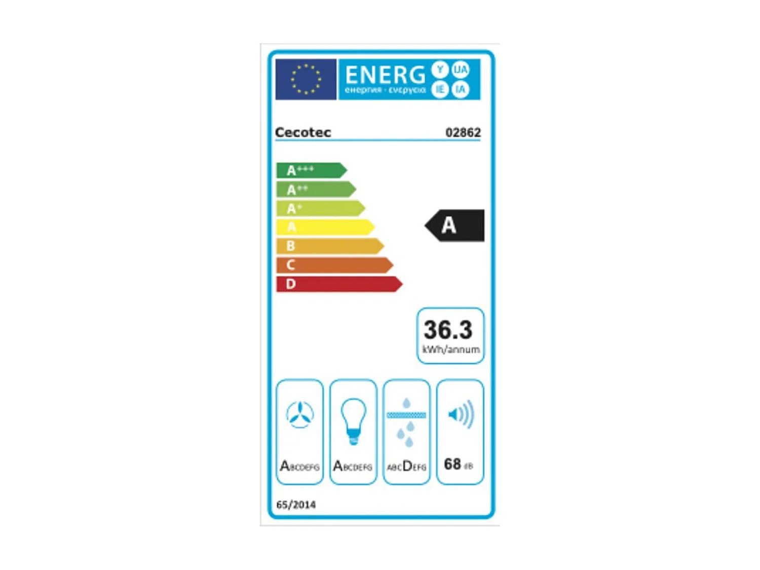 Campana extractora telescópica Cecotec Bolero Flux TLM 606500 165W 650 m3/h 2 potencias A inox 60 cm