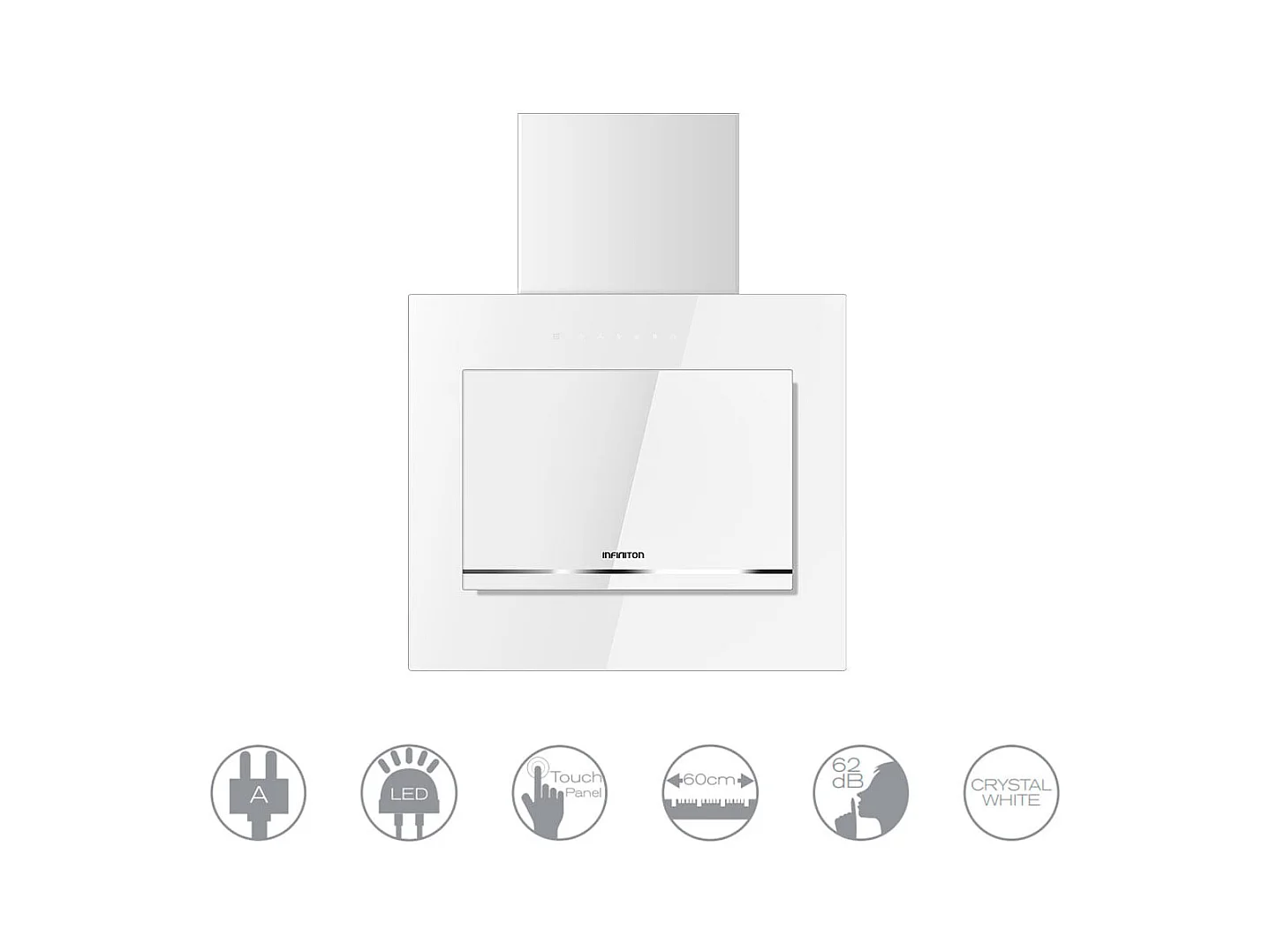 Campana decorativa Infiniton CMPTRAL-BLC63 250W 800m3/h A cristal blanco