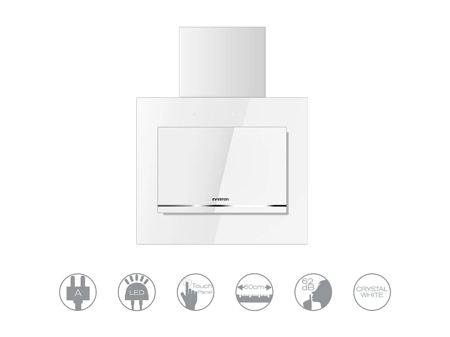 Campana decorativa Infiniton CMPTRAL-BLC63 250W 800m3/h A cristal blanco