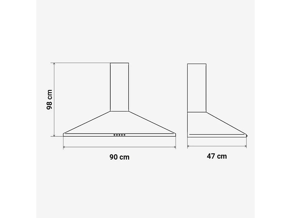 Campana piramidal Everest 6090B Universal Blue 120W 450m3/h C negro 90 cm