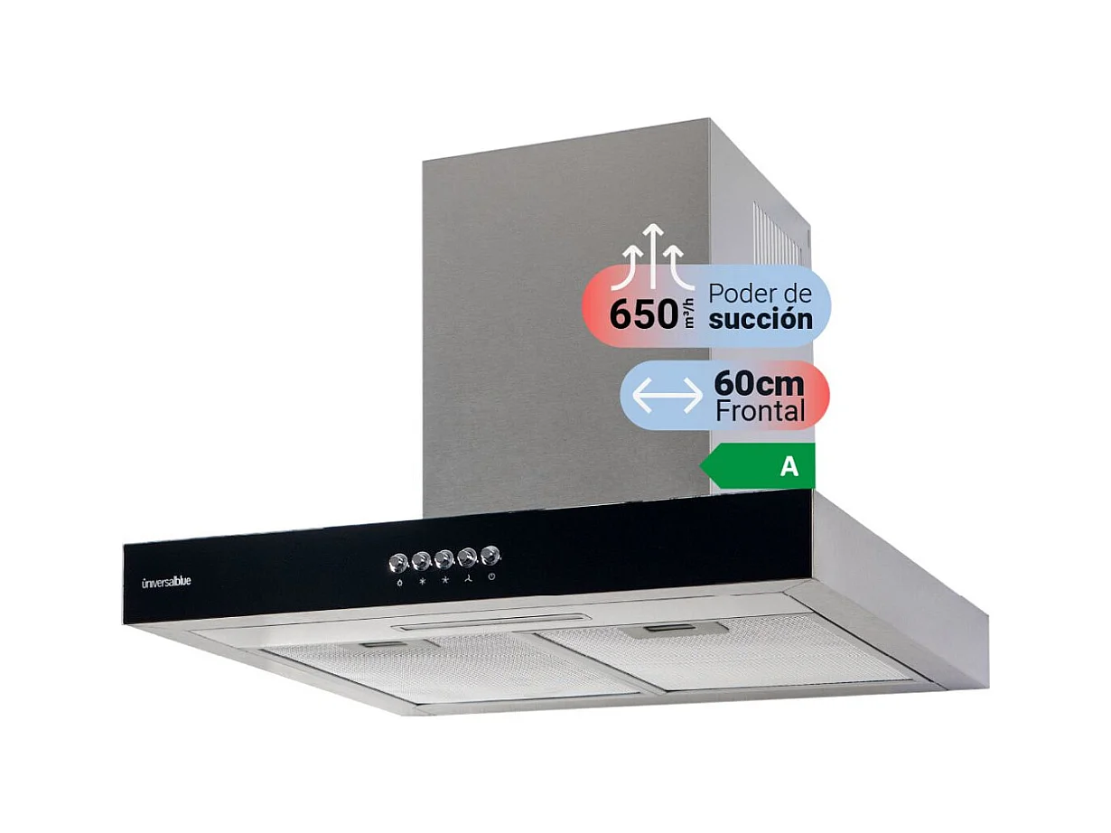 Campana extractora en T Universal blue Kenia 230W 650 m³/h A 60cm
