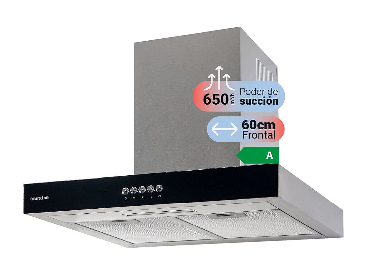 Campana extractora en T Universal blue Kenia 230W 650 m³/h A 60cm