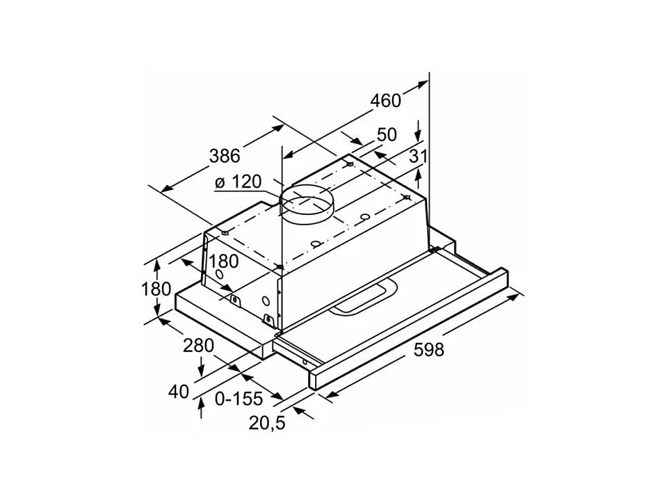 Campana extractora telescópica Balay 3BT263MB 368m³/h D blanco 14x59,8x28 cm