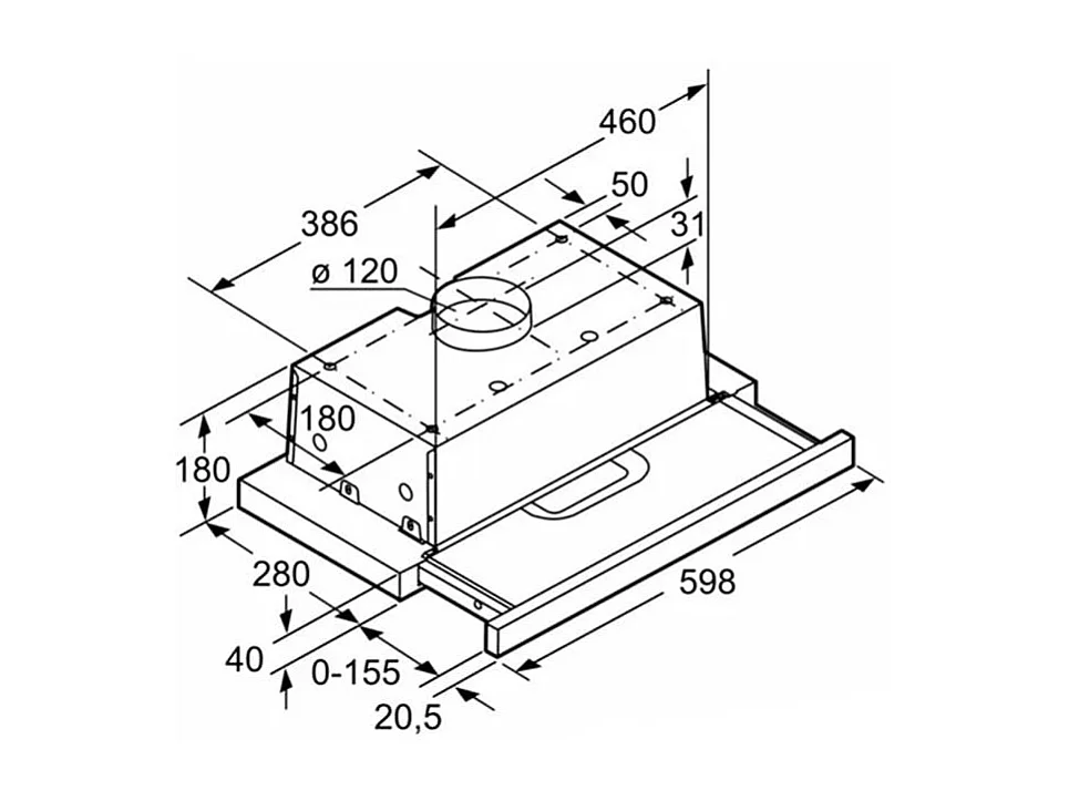 Campana extractora telescópica Balay 3BT263MB 368m³/h D blanco 14x59,8x28 cm