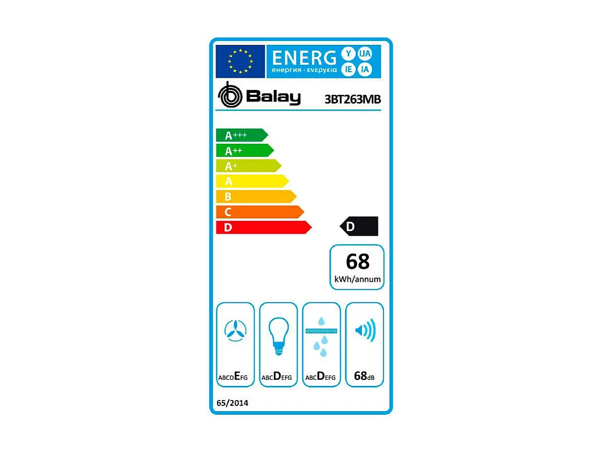 Campana extractora telescópica Balay 3BT263MB 368m³/h D blanco 14x59,8x28 cm
