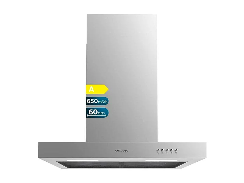 Campana extractora tipo T Cecotec Bolero Flux TM 606500 A 165W 650m3/h A inox 60 cm