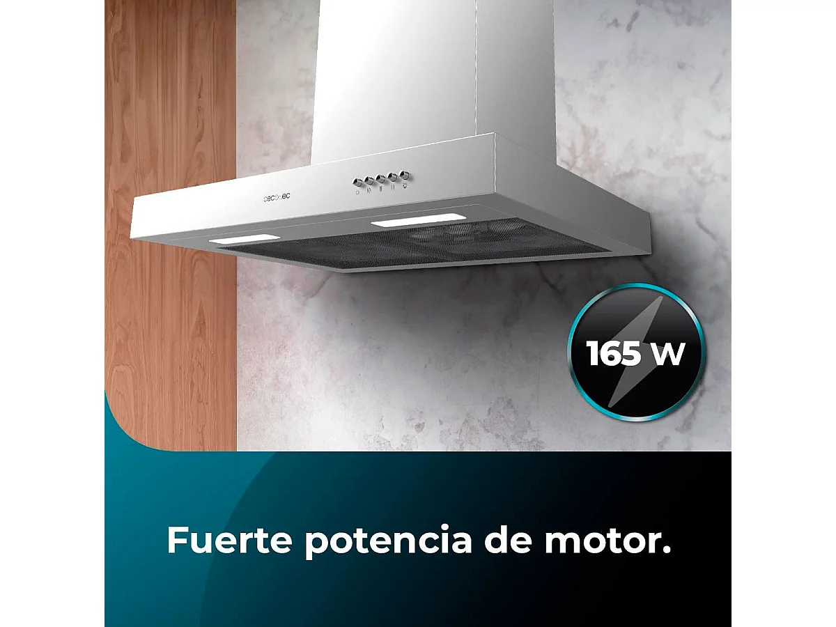 Campana extractora tipo T Cecotec Bolero Flux TM 606500 A 165W 650m3/h A inox 60 cm