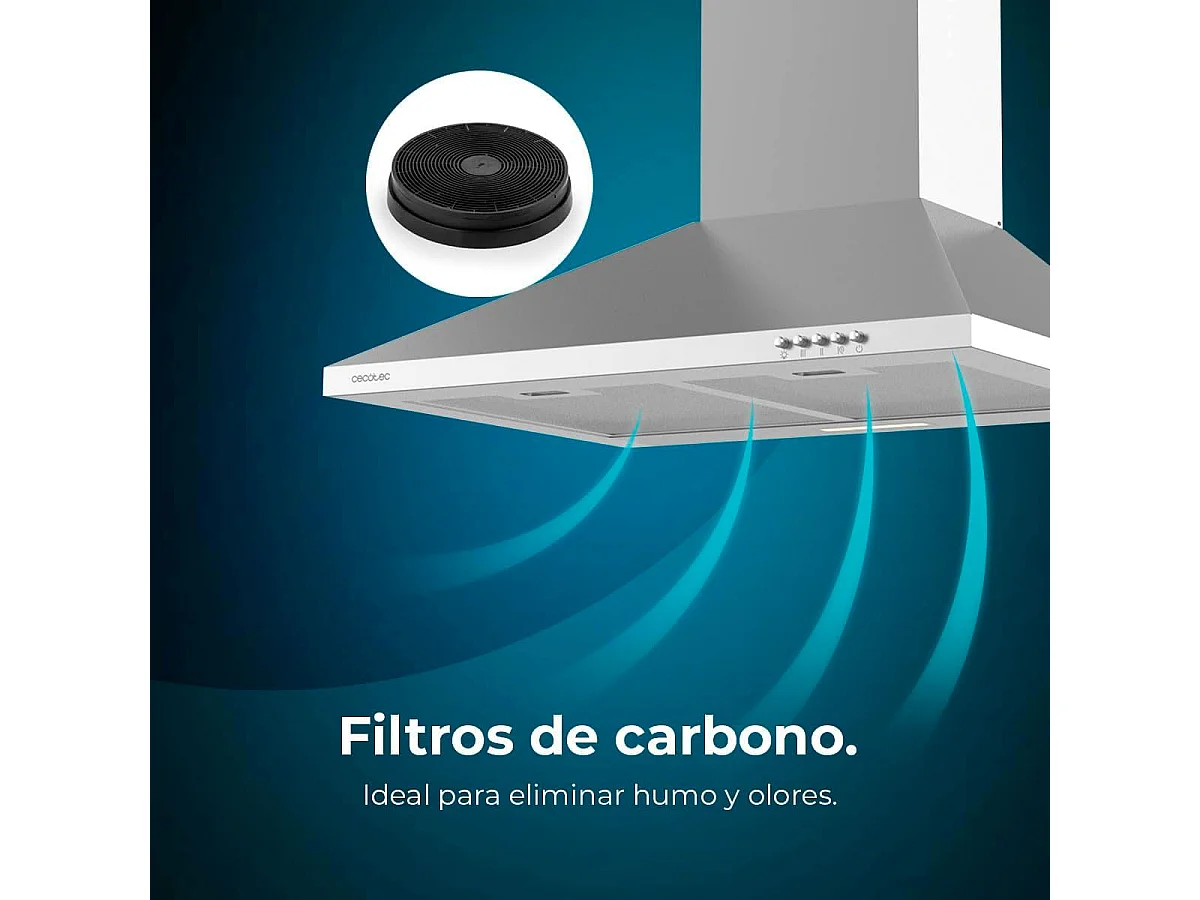 Campana piramidal Cecotec Bolero Flux PM 603500 Inox B 65W inox 60 cm