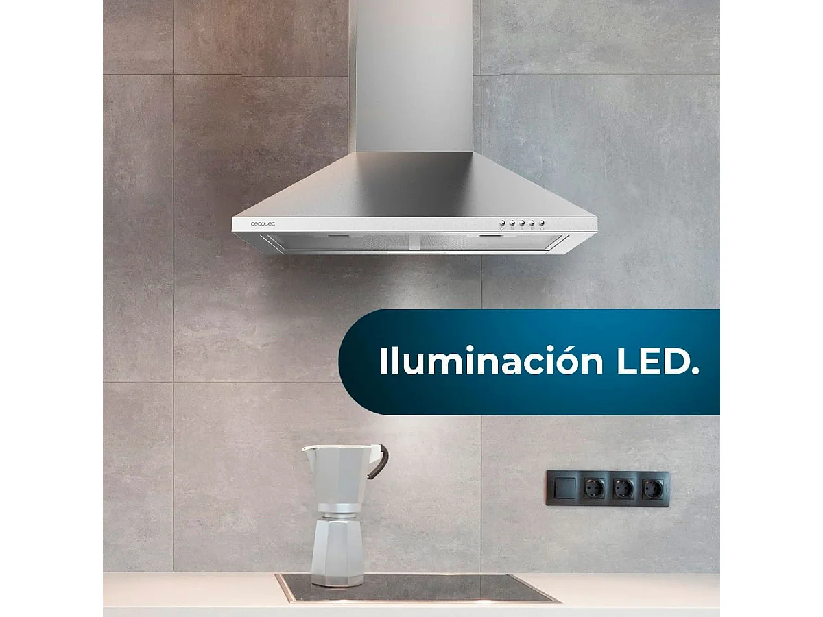 Campana piramidal Cecotec Bolero Flux PM 603500 Inox B 65W inox 60 cm