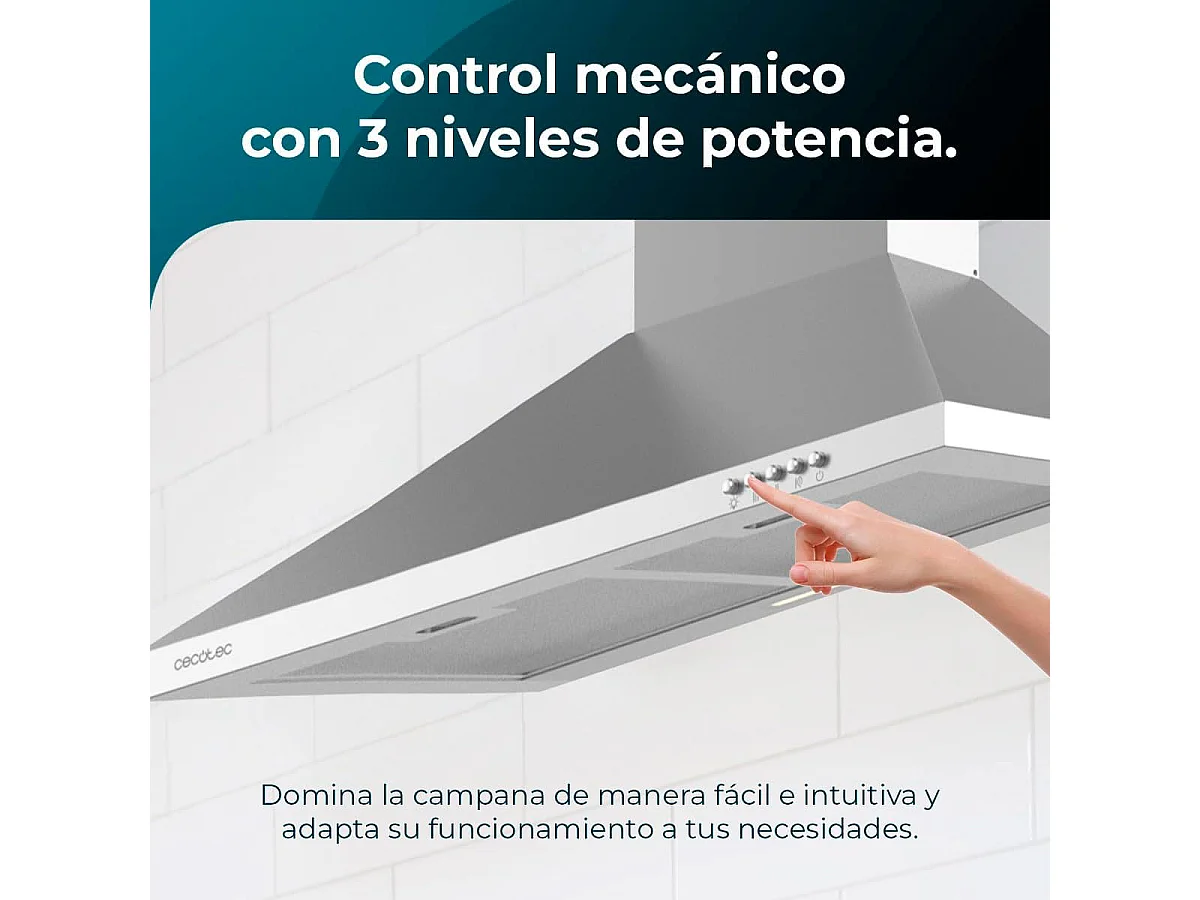 Campana piramidal Cecotec Bolero Flux PM 603500 Inox B 65W inox 60 cm