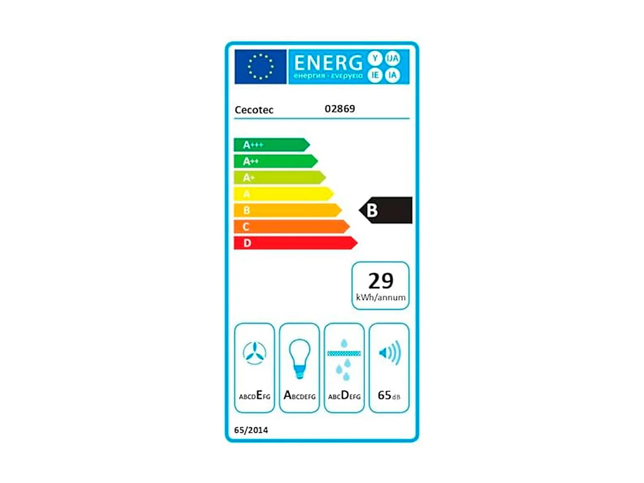 Campana piramidal Cecotec Bolero Flux PM 603500 Inox B 65W inox 60 cm