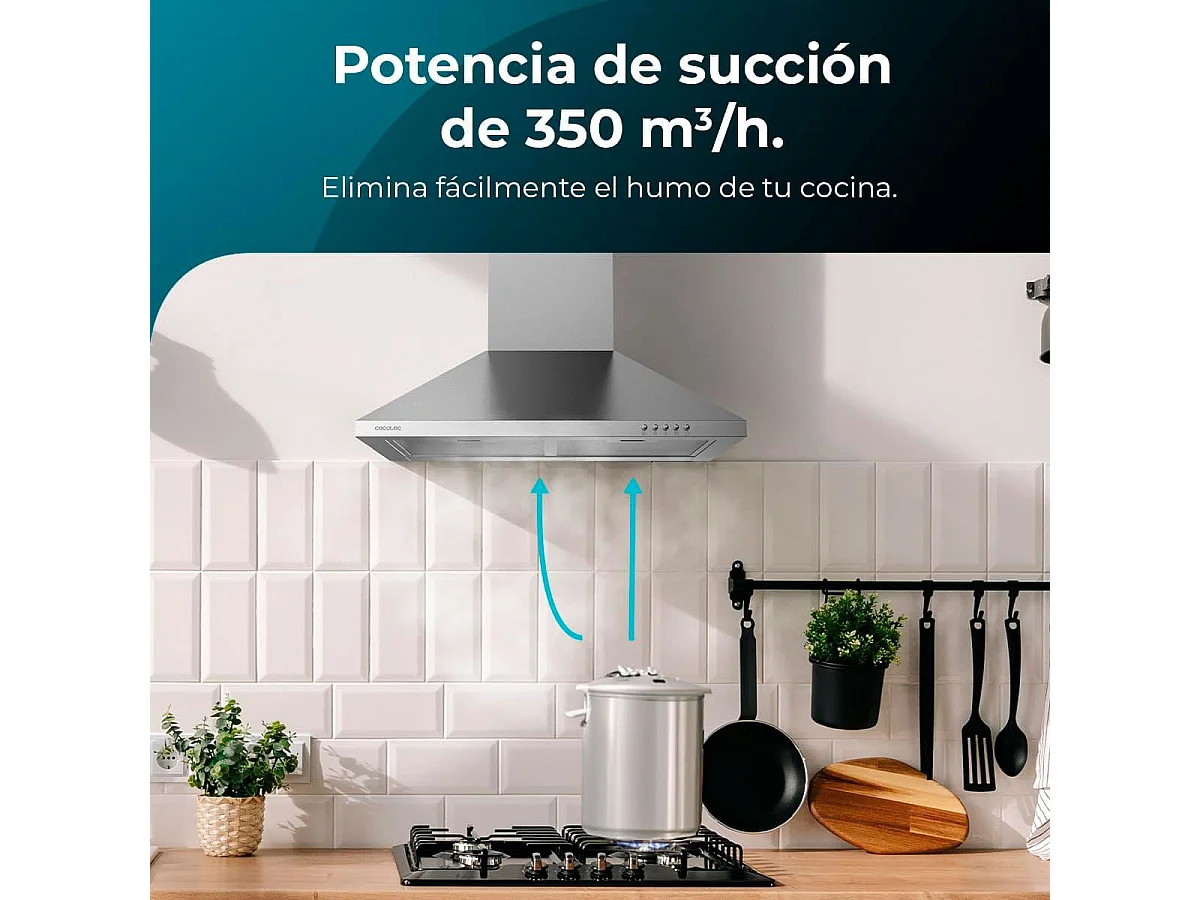 Campana piramidal Cecotec Bolero Flux PM 603500 Inox B 65W inox 60 cm