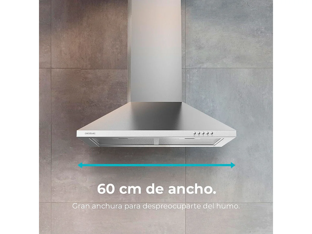 Campana piramidal Cecotec Bolero Flux PM 603500 Inox B 65W inox 60 cm