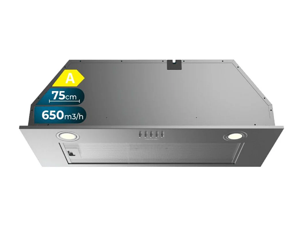 Campana integral Cecotec Bolero Flux IM 756500 165W 650m3/h 3 potencias inox 75 cm