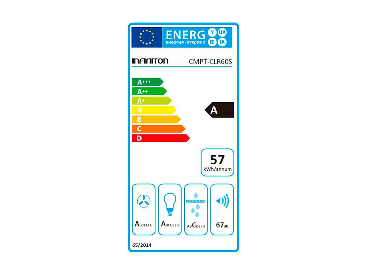 Campana tipo T Infiniton CMPT-CLR60S 250W 800m3/h mando a distancia A inox 60 cm